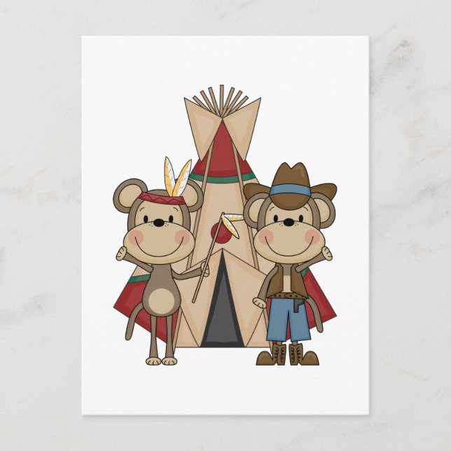 Monkeys Wild West Tshirts and Gifts Postcard (Front)