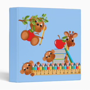 Monkeys With Apple Books Pencils and Ruler Binder