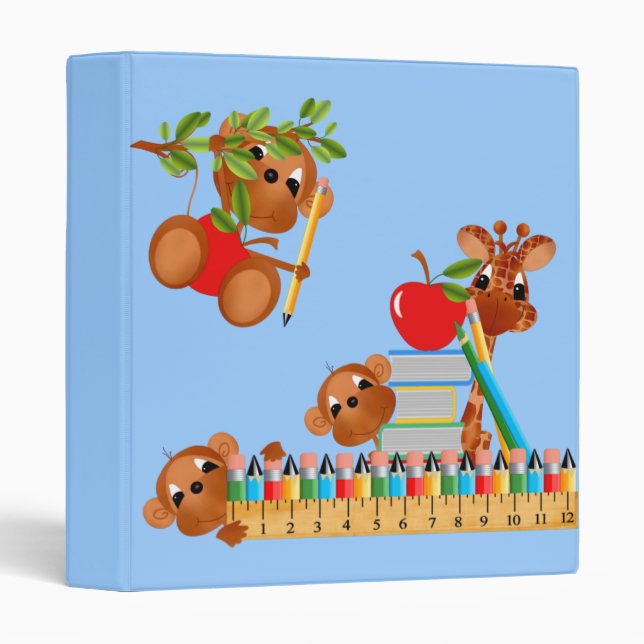 Monkeys With Apple Books Pencils and Ruler Binder (Front/Spine)