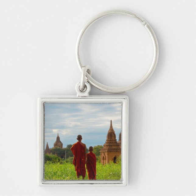 Monks with Ancient Temples Keychain (Front)