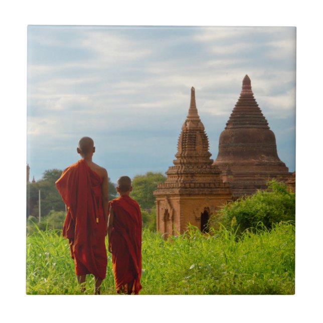 Monks with Ancient Temples Tile (Front)