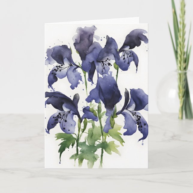 Monkshood - Watercolor flowers Card (Front)
