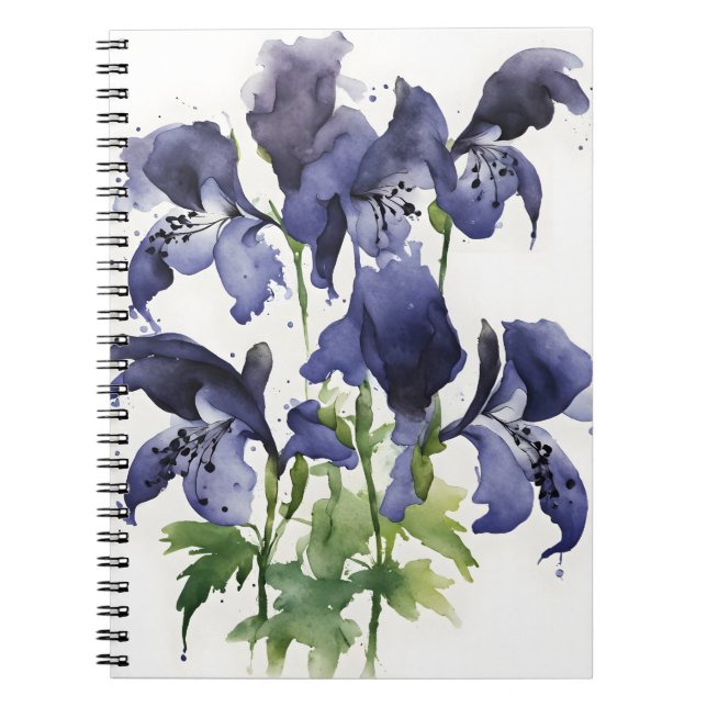 Monkshood - Watercolor flowers Notebook (Front)