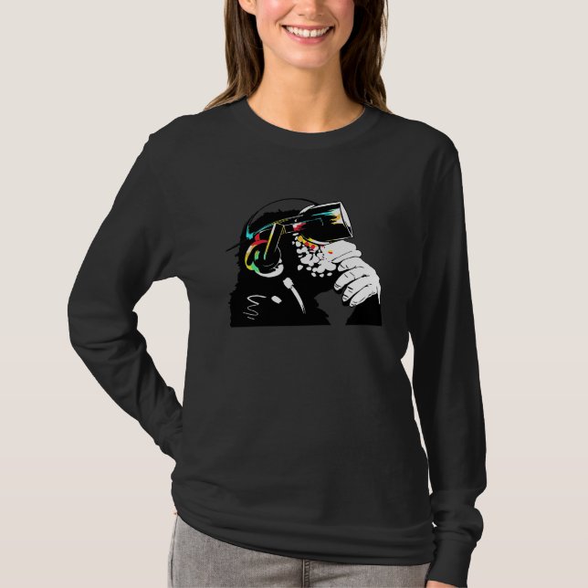 Monksy  Monkey with Virtual Reality goggles T-Shirt (Front)
