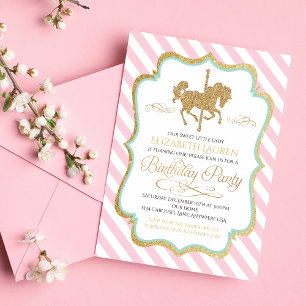 Monnaie rose Carousel vert or Invitation Anniversa