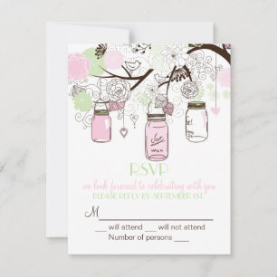 Monnaie rose vert Mason jarres RSVP Faire-part de 
