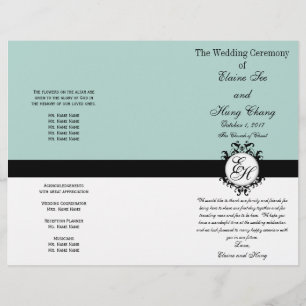 Monnaie Vert Noir Programme Mariage Chic Monogramm