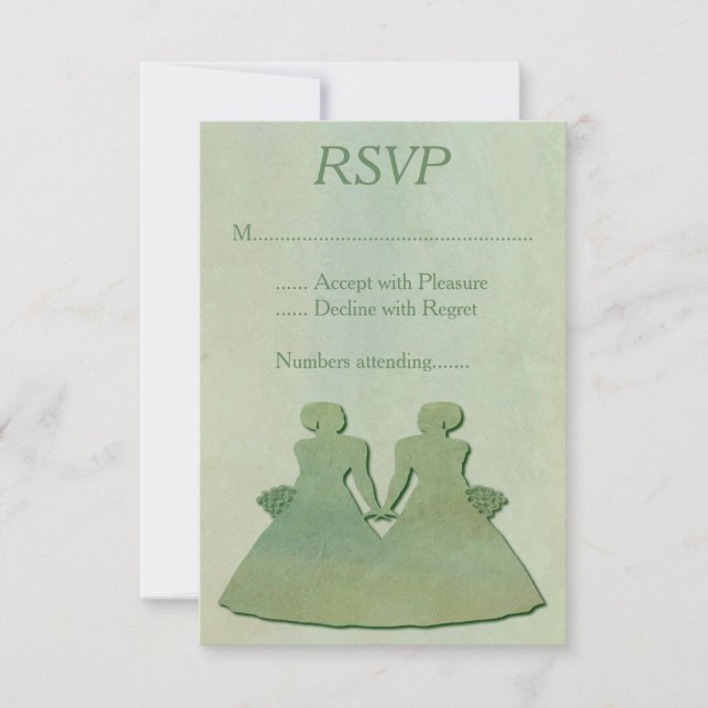 Monnaie Verte Rustique Mariage Lesbienne RSVP (Devant)