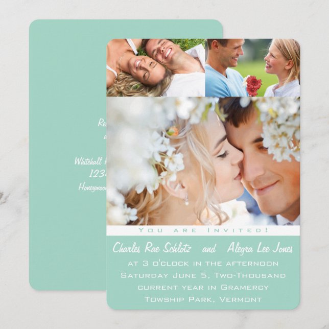 Monnez vos invitations de mariage photo (Devant / Derrière)