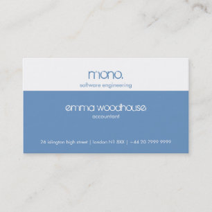 Mono Cornflower Blue & White Business Card