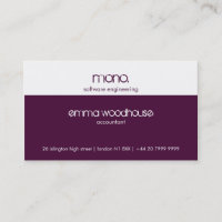 Mono Eggplant Purple & White Business Card
