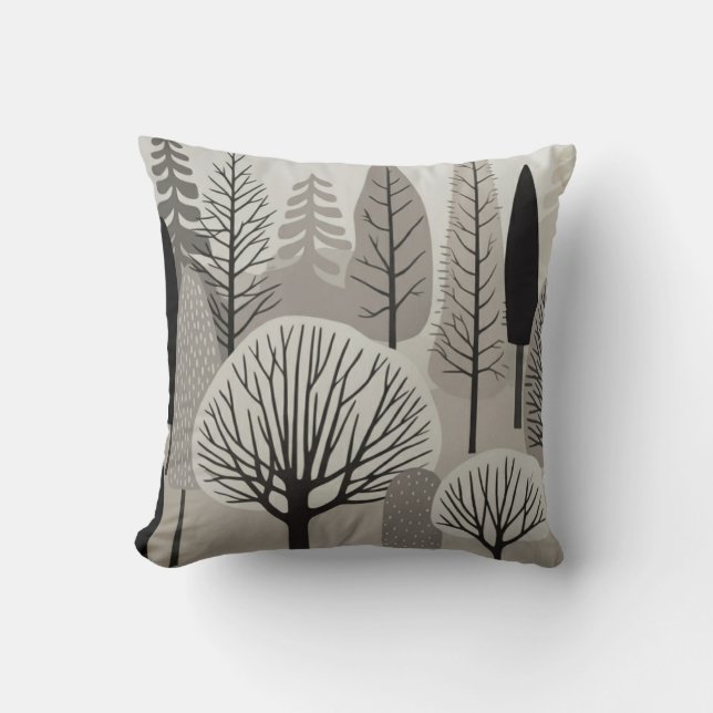 mono forest throw pillow (Front)