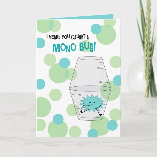 Mono Get Well Trapped Bug in Medicine Cups Card (Front)