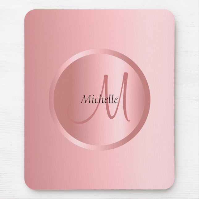 Mono gram Template Modern Elegant Rose Gold Mouse Pad (Front)