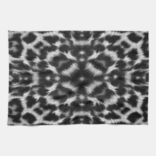 Mono kaleidoscope leopard fur pattern kitchen towel