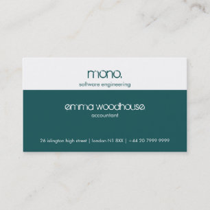Mono Teal & White Business Card