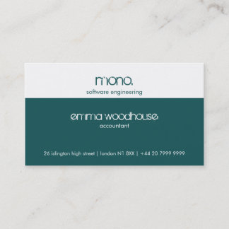 Mono Teal & White Business Card