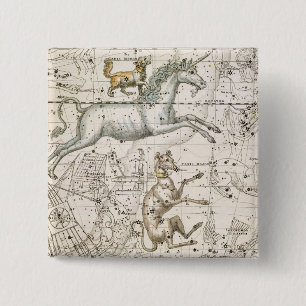 Monoceros, from 'A Celestial Atlas', pub. in 1822 2 Inch Square Button