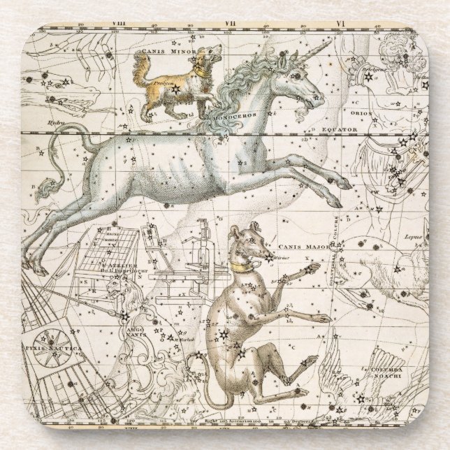 Monoceros, from 'A Celestial Atlas', pub. in 1822 Coaster (Front)