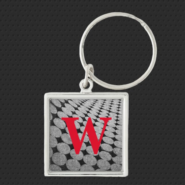 Monochromatic Black and Grey Red Monogram Keychain (Creator Uploaded)
