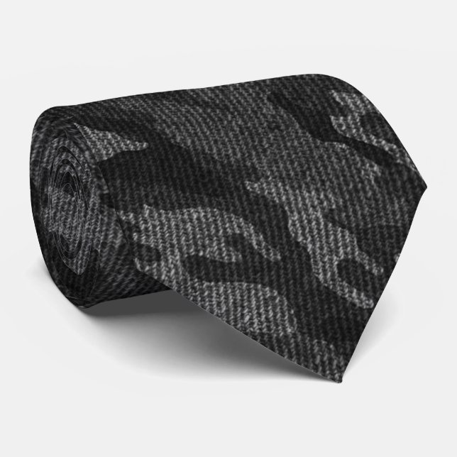 monochromatic black camouflage pattern tie (Rolled)