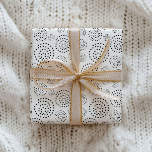 Monochromatic Black Geometric Swirls Pattern Wrapping Paper