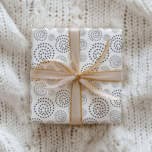 Monochromatic Black Geometric Swirls Pattern Wrapping Paper (Creator Uploaded)
