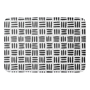 Monochromatic Black & White Basketweave Bath Mat