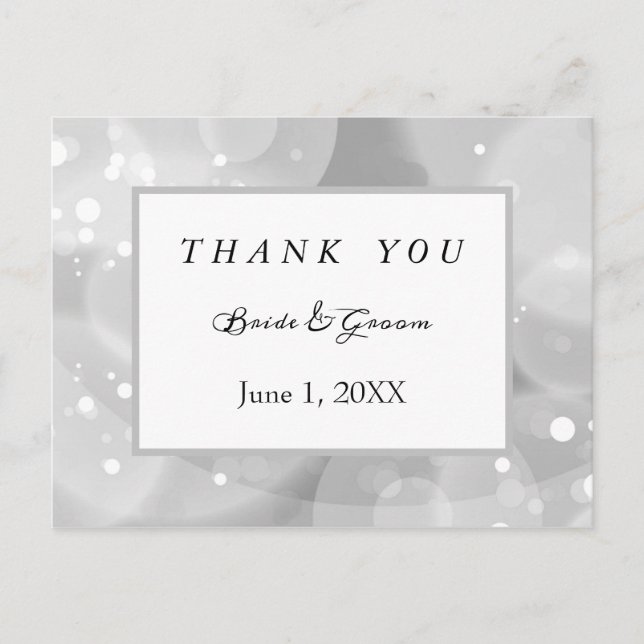 Monochromatic bokeh thank you postcard (Front)