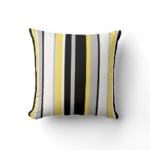 Monochromatic Bold Striped Throw Pillow