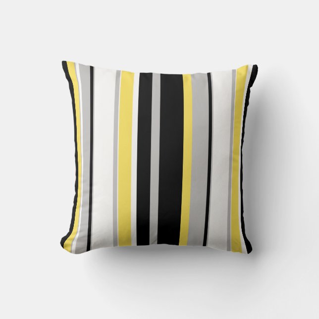 Monochromatic Bold Striped Throw Pillow (Front)