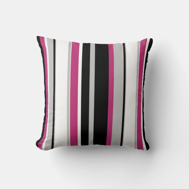Monochromatic Bold Stripes Throw Pillow (Front)