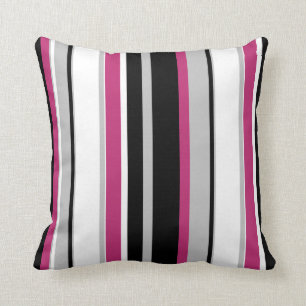Monochromatic Bold Stripes Throw Pillow