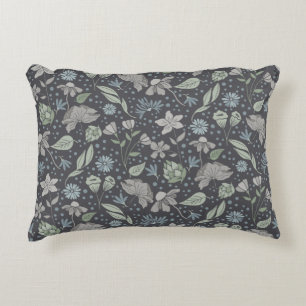 Monochromatic Ditsy Flowers  Accent Pillow