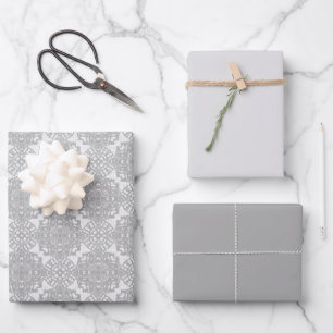 Monochromatic Faux White lace Wrapping Paper Sheet