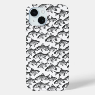 Monochromatic Fish Pattern iPhone 15 Case