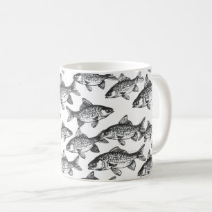 Monochromatic Fish Pattern Coffee Mug