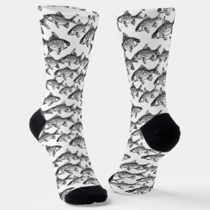 Monochromatic Fish Pattern Socks