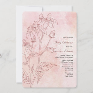 Monochromatic Floral Baby Shower Invitation