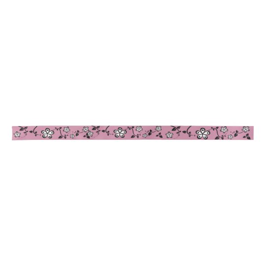 Monochromatic Flowers Satin Ribbon