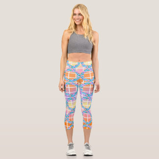 Monochromatic geometric shapes other than circles capri leggings