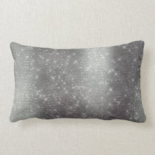 Monochromatic Graphite Metallic Sparkly Sequin Lumbar Pillow