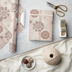 Monochromatic Mocha Brown Floral Wrapping Paper