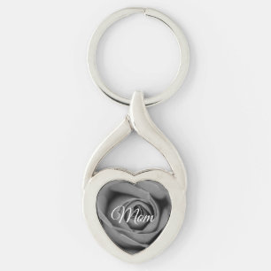 Monochromatic Mom Rose Metal Keychain