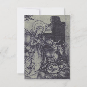 Monochromatic Nativity Silver & Slate Holy Card