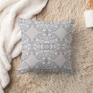 Monochromatic Neutral Tones Botanical Pattern  Throw Pillow