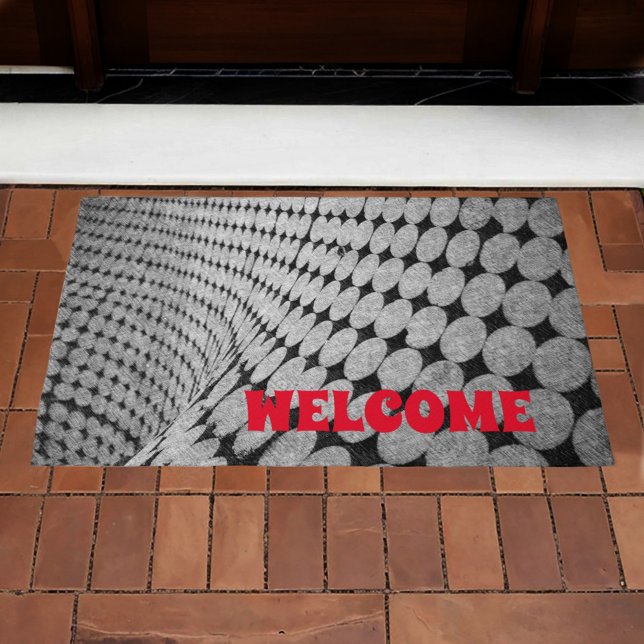 Monochromatic Optical Illusion Black White Welcome Doormat (Creator Uploaded)