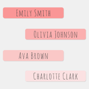 Monochromatic Peach Pink Waterproof Name Labels