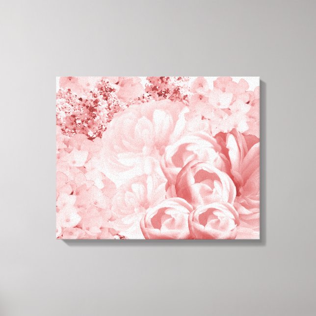 Monochromatic Pink Floral Canvas Print (Front)