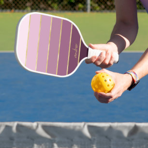 Monochromatic Pink Gradient   Gold Personalization Pickleball Paddle